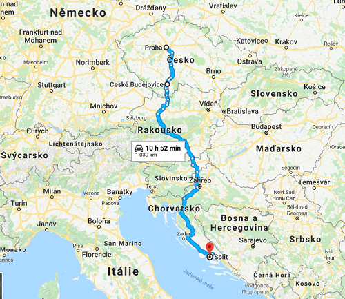 Cesta do Chorvatska přes České Budějovice