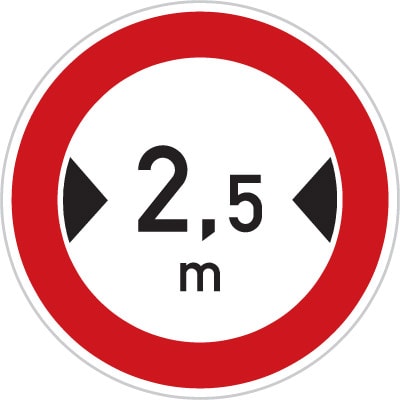 Dopravní značka Zákaz vjezdu vozidel, jejichž šířka přesahuje vyznačenou mez