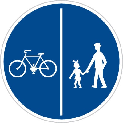 Dopravní značka Stezka pro chodce a cyklisty dělená