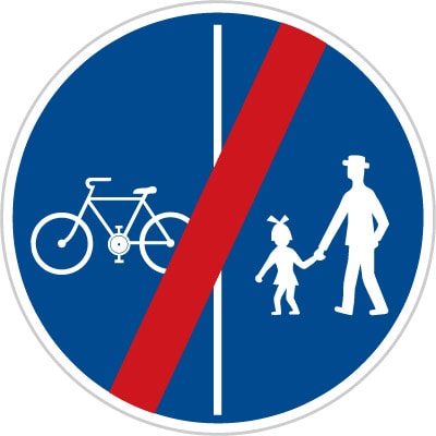 Dopravní značka Konec stezky pro chodce a cyklisty dělené