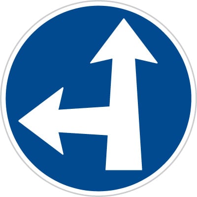 Dopravní značka Přikázaný směr jízdy přímo a vlevo