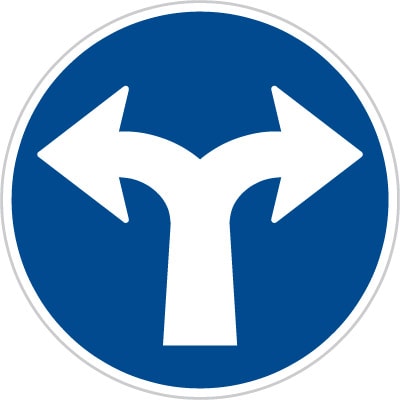 Dopravní značka Přikázaný směr jízdy vpravo a vlevo