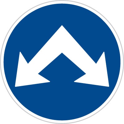 Dopravní značka Přikázaný směr objíždění vpravo a vlevo