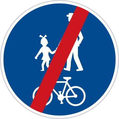 Dopravní značka Konec stezky pro chodce a cyklisty společné