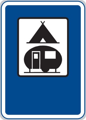 Dopravní značka Tábořiště pro stany a obytné přívěsy