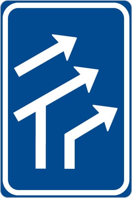 Dopravní značka Uspořádání jízdních pruhů