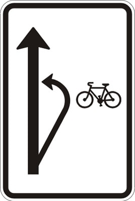 Dopravní značka Návěst doporučeného způsobu odbočení cyklistů vlevo