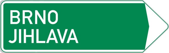 Dopravní značka Směrová tabule pro příjezd k dálnici vpravo