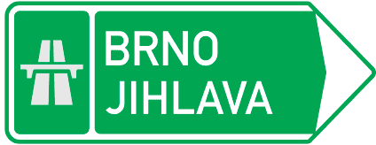 Dopravní značka Směrová tabule pro příjezd k dálnici vpravo