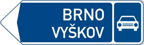 Dopravní značka Směrová tabule pro příjezd k silnici pro motorová vozidla vlevo