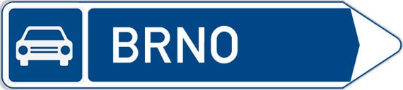 Dopravní značka Směrová tabule pro příjezd k silnici pro motorová vozidla vpravo