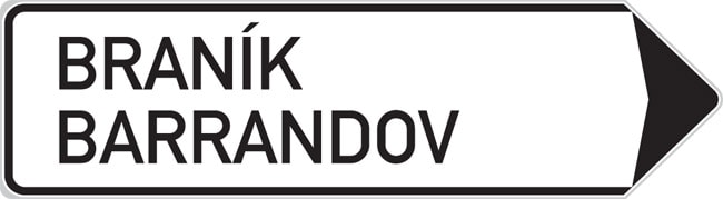 Dopravní značka Směrová tabule s místním cílem vpravo