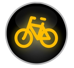 Dopravní značka Signál žlutého světla ve tvaru cyklisty