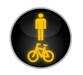 Dopravní značka Signál žlutého světla ve tvaru chodce a cyklisty