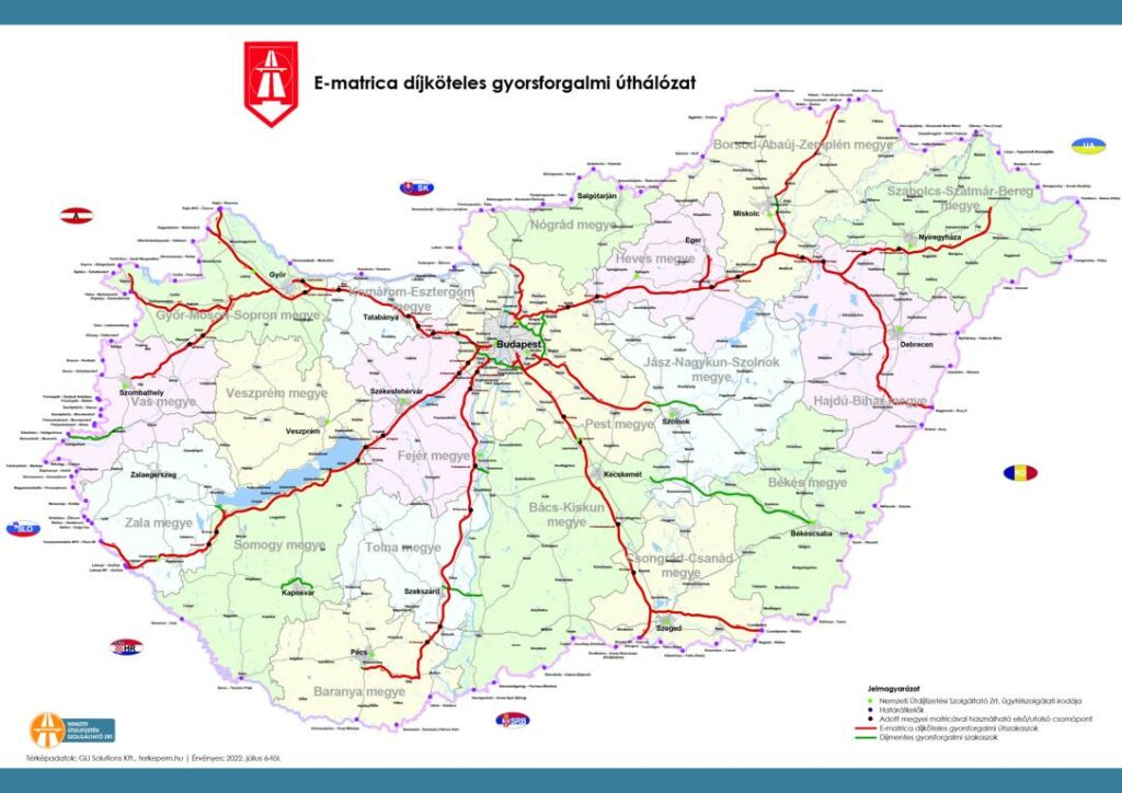 Mapa dálniční síť Maďarsko