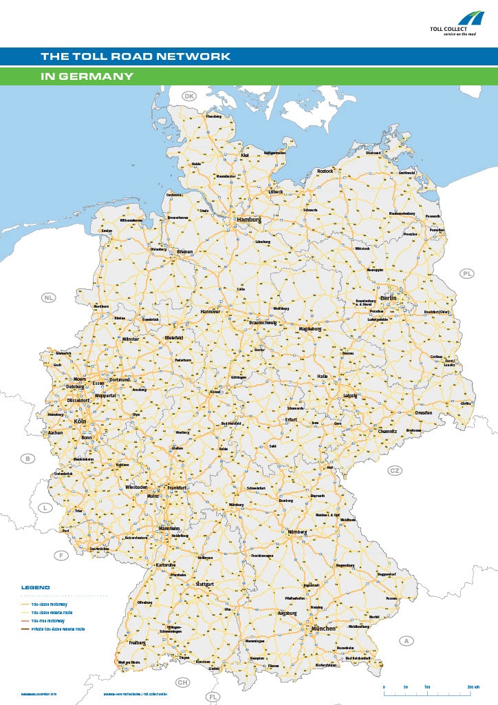 Mapa dálniční síť v Německu