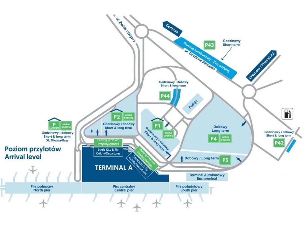Mapa letiště Varšava Chopina