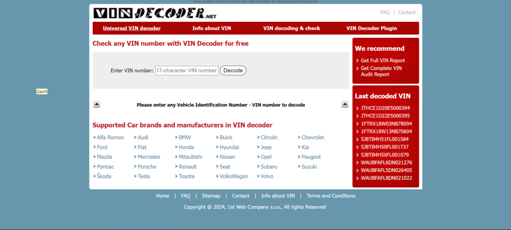 VIN decoder net